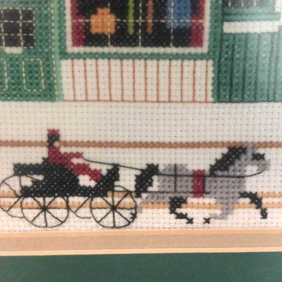 Americana Vintage Framed Folk Art Sampler Crewel  Needlepoint 17”x13 1/4” - Picture 5 of 9